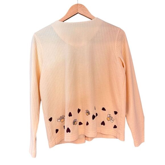 Vintage yellow heart bee lightweight cardigan sz S - Picture 6 of 7